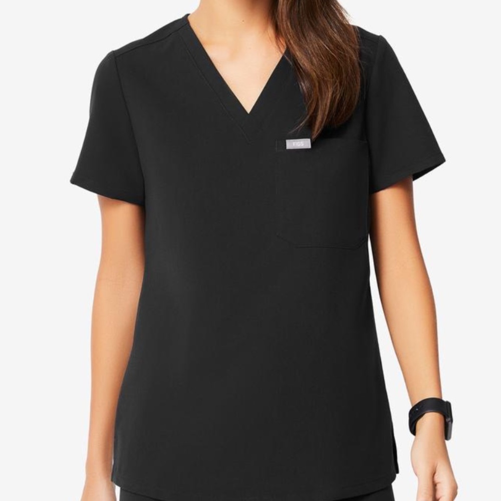 Figs Catarina One-Pocket Scrub Srubs Top XXS Black